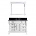 Huntshire Manor 48" Single Bathroom Vanity in White with Black Galaxy Granite Top and Round Sink with Brushed Nickel Faucet and Mirror - B07D3Z77JB